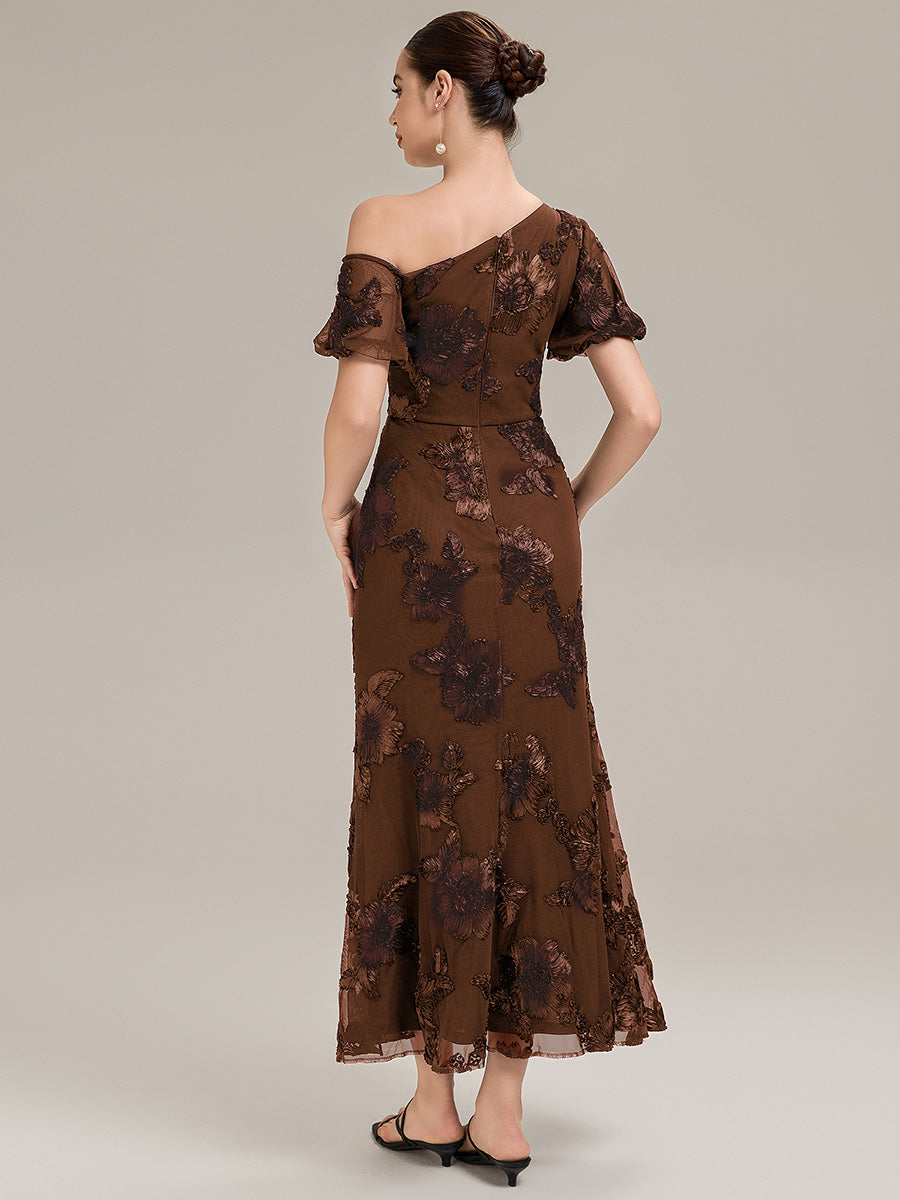 Color=Brown | Custom Solutions Strapless Asymmetrical Fishtail High Stretch Maxi Evening Dresses-Brown 10