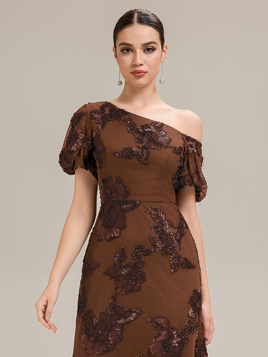 Color=Brown | Custom Solutions Strapless Asymmetrical Fishtail High Stretch Maxi Evening Dresses-Brown 11