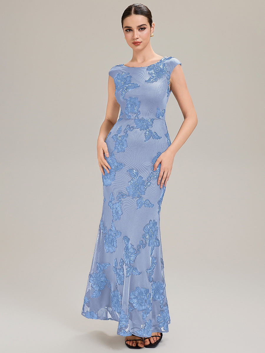 Color=Ice Blue | Custom Solutions Sleek One Shoulder Fishtail Midi Dress with Back Zipper Evening Dresses-Ice Blue 12