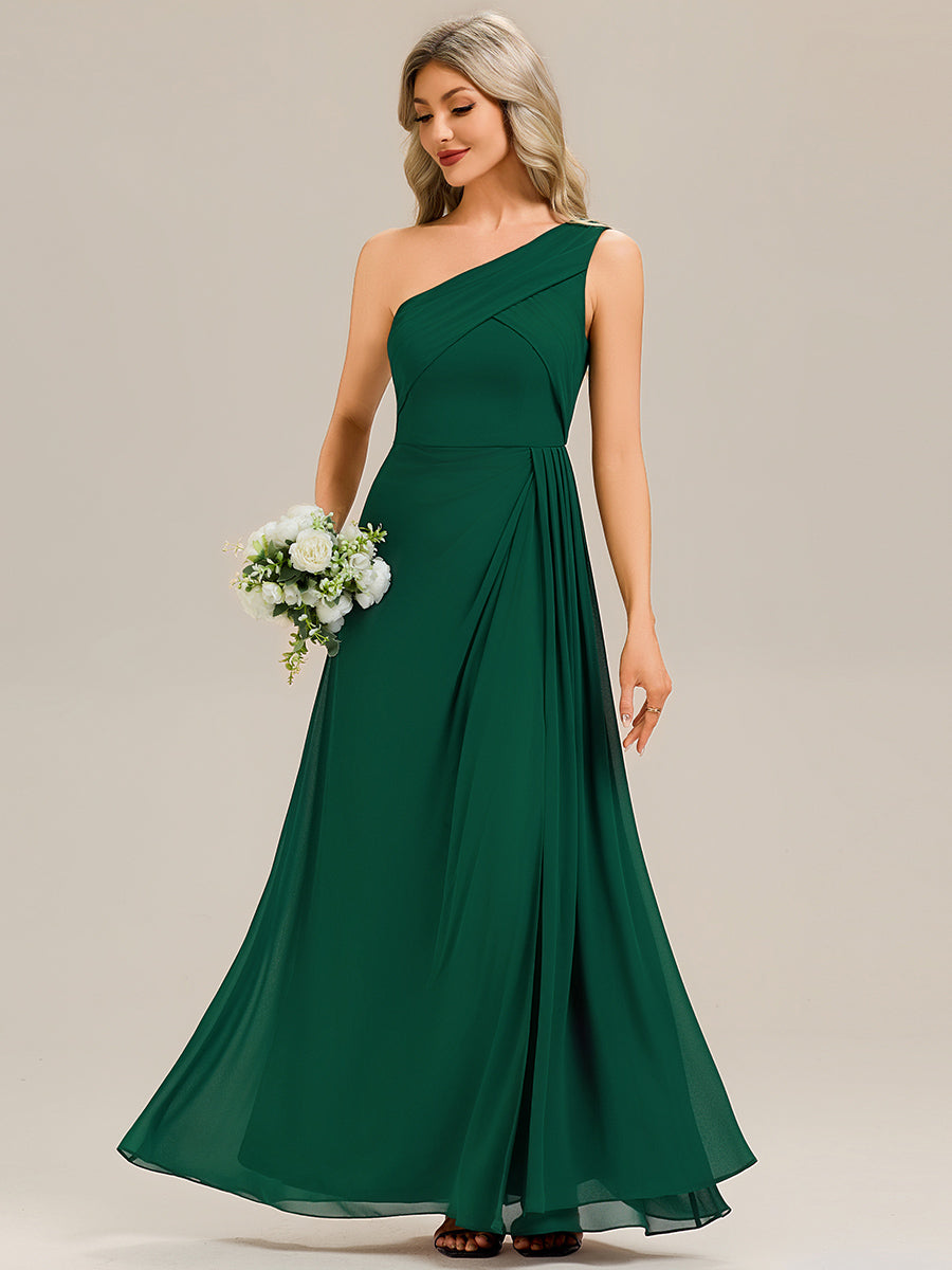 Color=Dark Green | Custom Solutions Strapless Asymmetrical Gathered Sheath Midi Bridesmaid Dresses-Dark Green 10