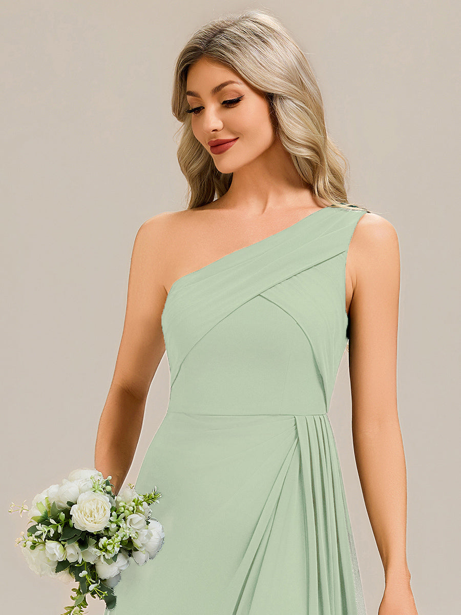 Color=Mint Green | Custom Solutions Strapless Asymmetrical Gathered Sheath Midi Bridesmaid Dresses-Mint Green 17