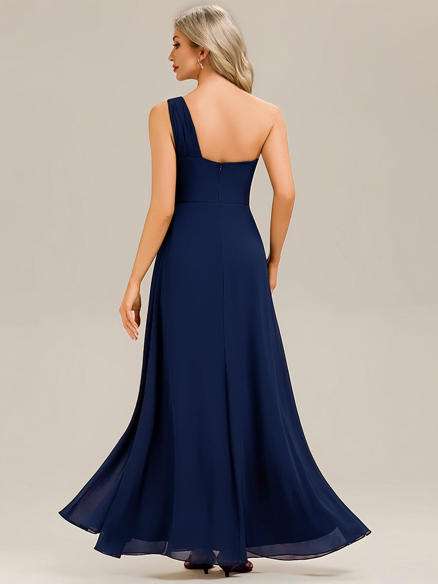 Color=Navy Blue | Custom Solutions Strapless Asymmetrical Gathered Sheath Midi Bridesmaid Dresses-Navy Blue 19