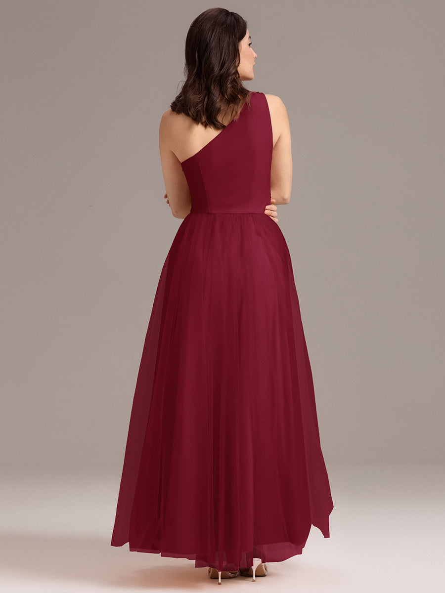 Color=Burgundy | Custom Solutions Sleeveless Asymmetrical Pleated A-Line Floor Length Bridesmaid Dresses-Burgundy 7
