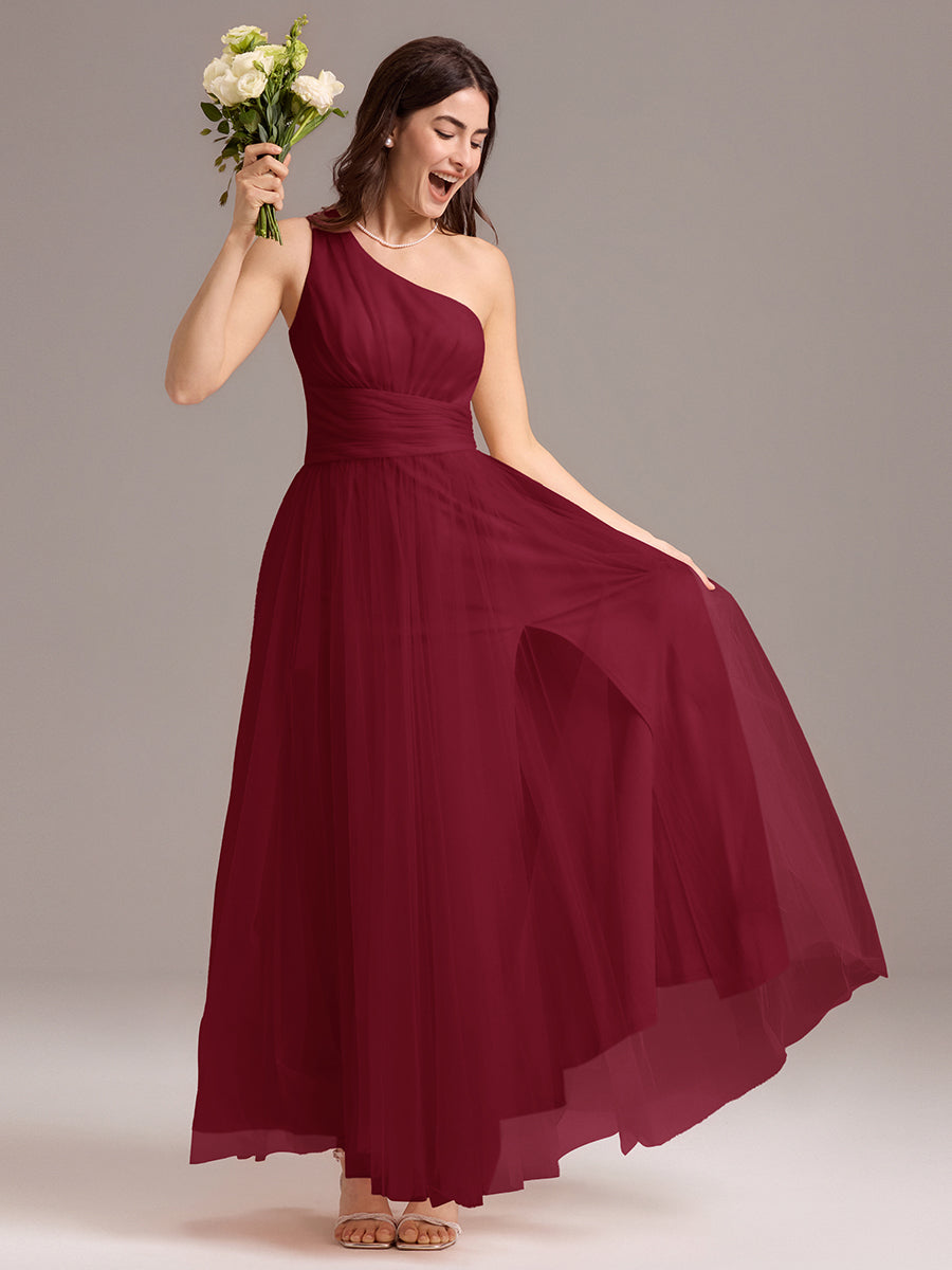 Color=Burgundy | Custom Solutions Sleeveless Asymmetrical Pleated A-Line Floor Length Bridesmaid Dresses-Burgundy 9