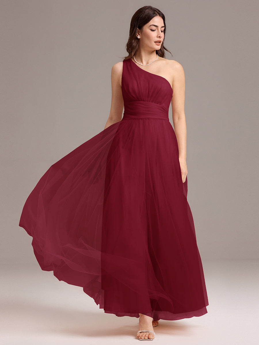 Color=Burgundy | Custom Solutions Sleeveless Asymmetrical Pleated A-Line Floor Length Bridesmaid Dresses-Burgundy 10