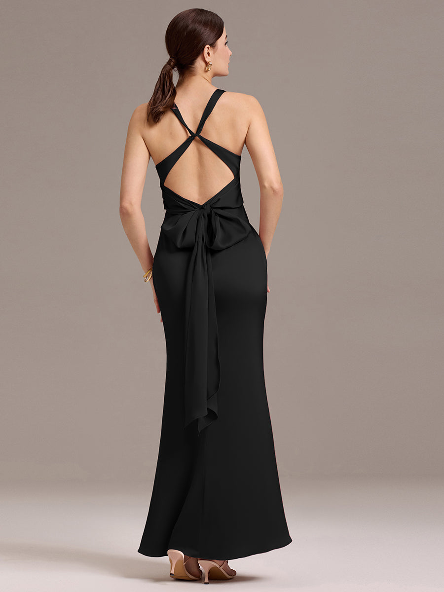 Color=Black | Custom Solutions Sleeveless Deep V-Neck Backless Mermaid Floor Length Bridesmaid Dresses-Pink