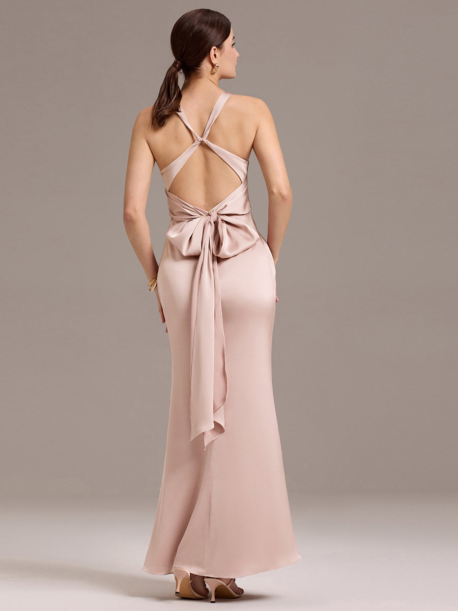 Color=Pink | Custom Solutions Sleeveless Deep V-Neck Backless Mermaid Floor Length Bridesmaid Dresses-Pink 8