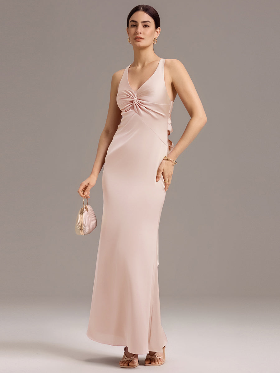 Color=Pink | Custom Solutions Sleeveless Deep V-Neck Backless Mermaid Floor Length Bridesmaid Dresses-Pink 11