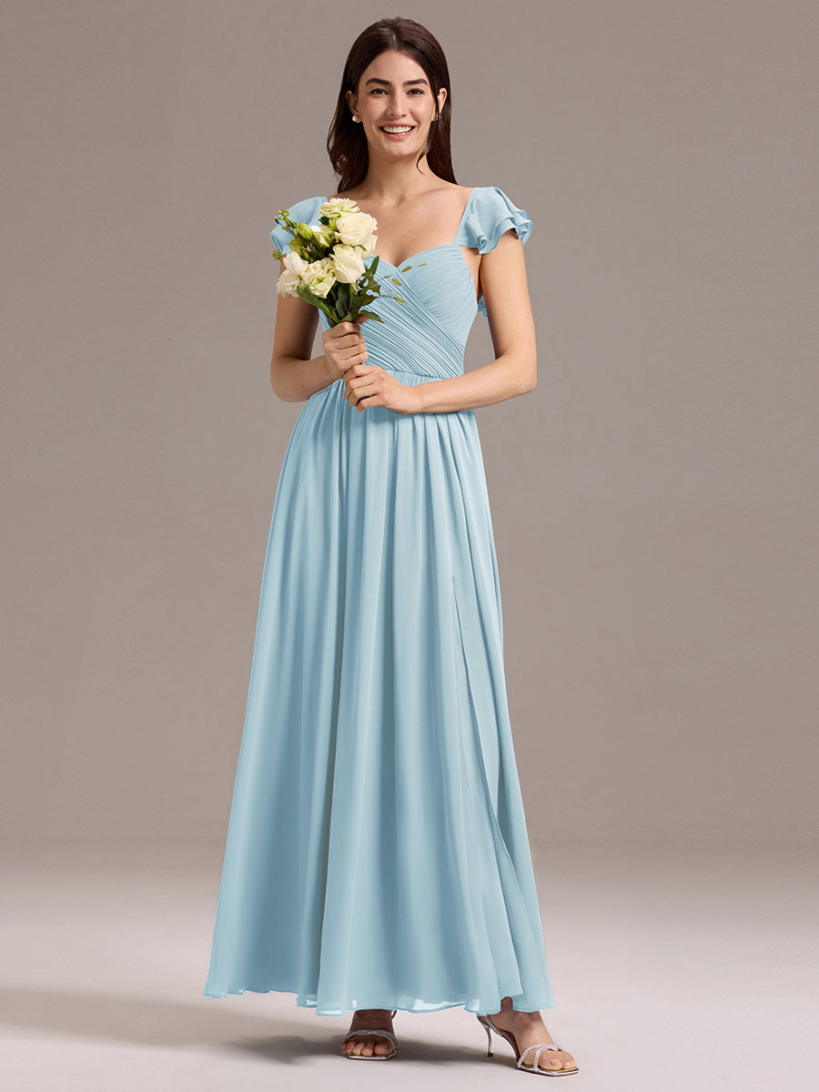Color=Sky Blue | Custom Made Sleeveless One Shoulder Pleated A-Line Floor Length Bridesmaid Dresses-Sky Blue 9