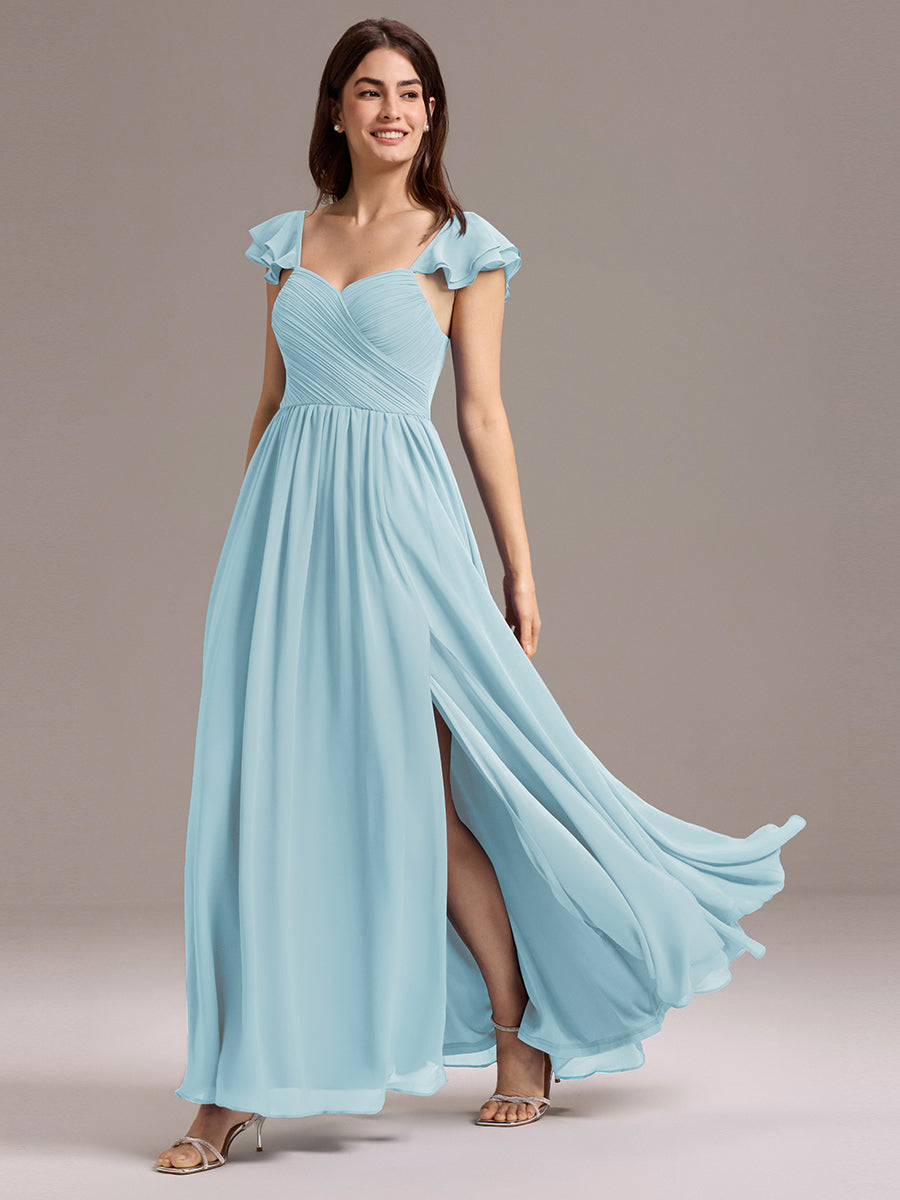 Color=Sky Blue | Custom Made Sleeveless One Shoulder Pleated A-Line Floor Length Bridesmaid Dresses-Sky Blue 10