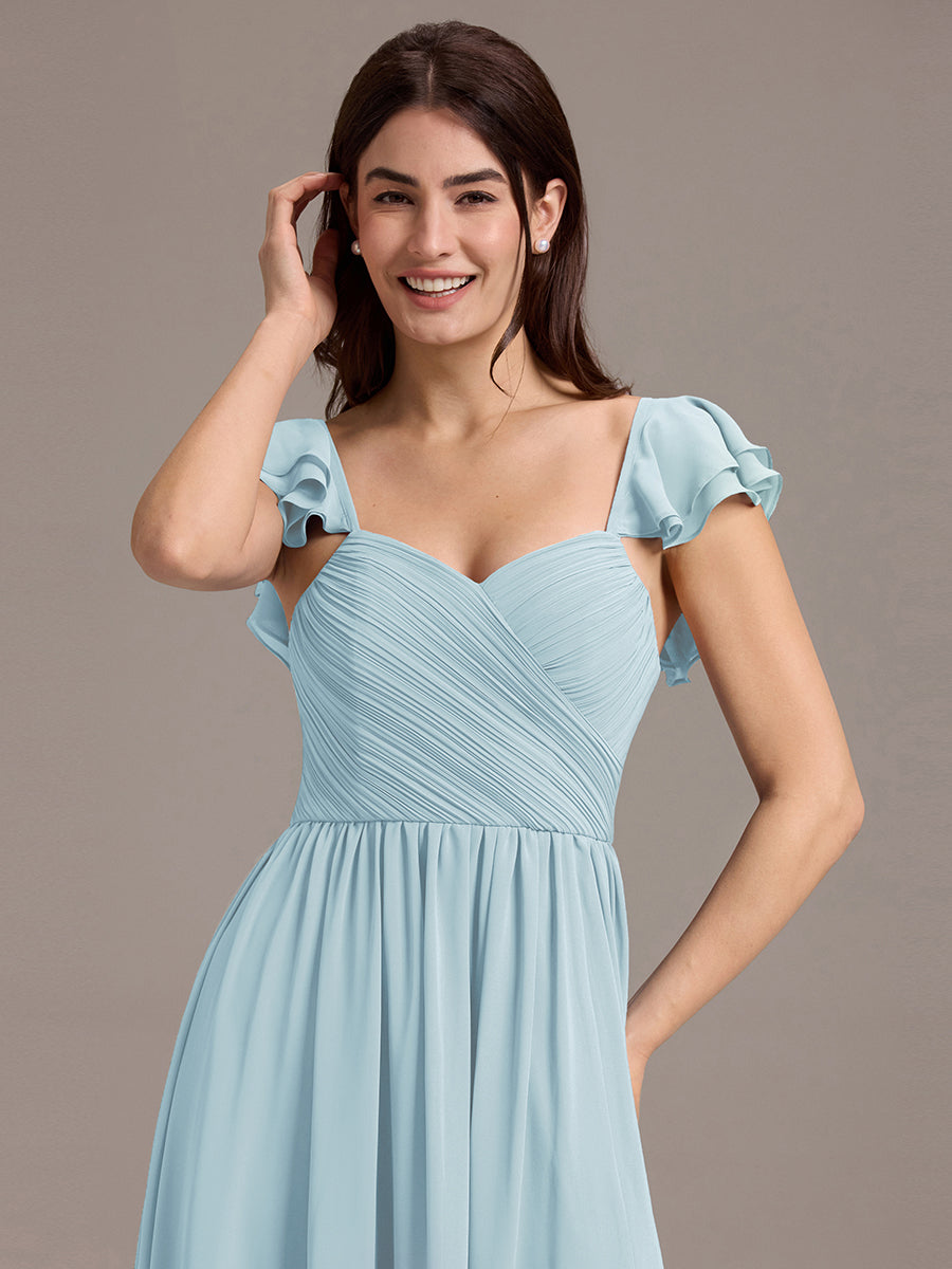 Color=Sky Blue | Custom Made Sleeveless One Shoulder Pleated A-Line Floor Length Bridesmaid Dresses-Sky Blue 8