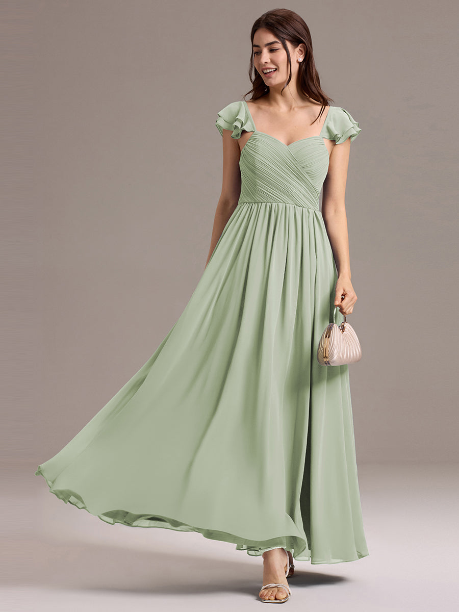 Color=Mint Green | Custom Made Sleeveless One Shoulder Pleated A-Line Floor Length Bridesmaid Dresses-Mint Green 11