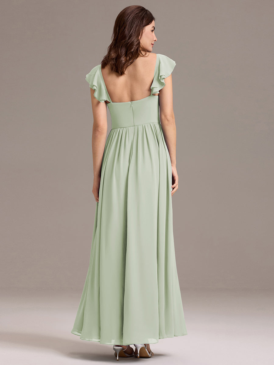 Color=Mint Green | Custom Made Sleeveless One Shoulder Pleated A-Line Floor Length Bridesmaid Dresses-Mint Green 12