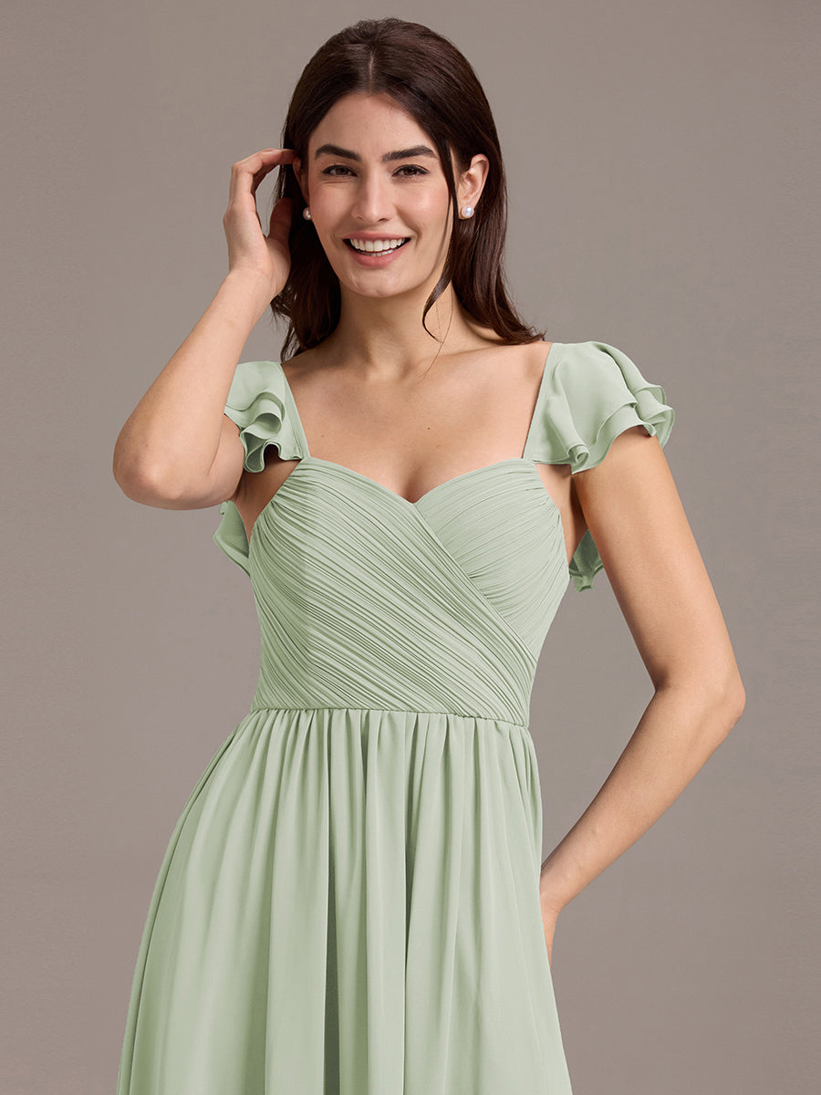 Color=Mint Green | Custom Made Sleeveless One Shoulder Pleated A-Line Floor Length Bridesmaid Dresses-Mint Green 13