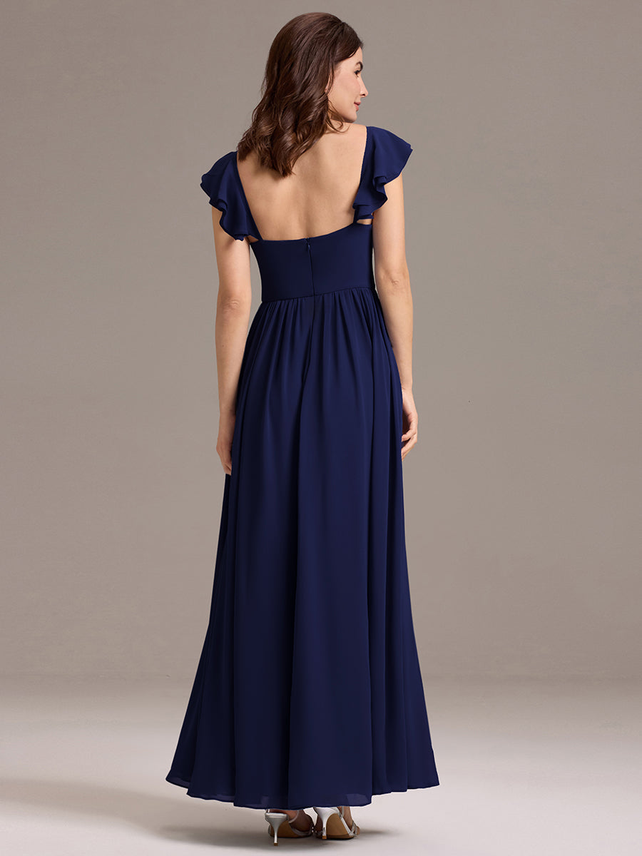Color=Navy Blue | Custom Made Sleeveless One Shoulder Pleated A-Line Floor Length Bridesmaid Dresses-Navy Blue 17