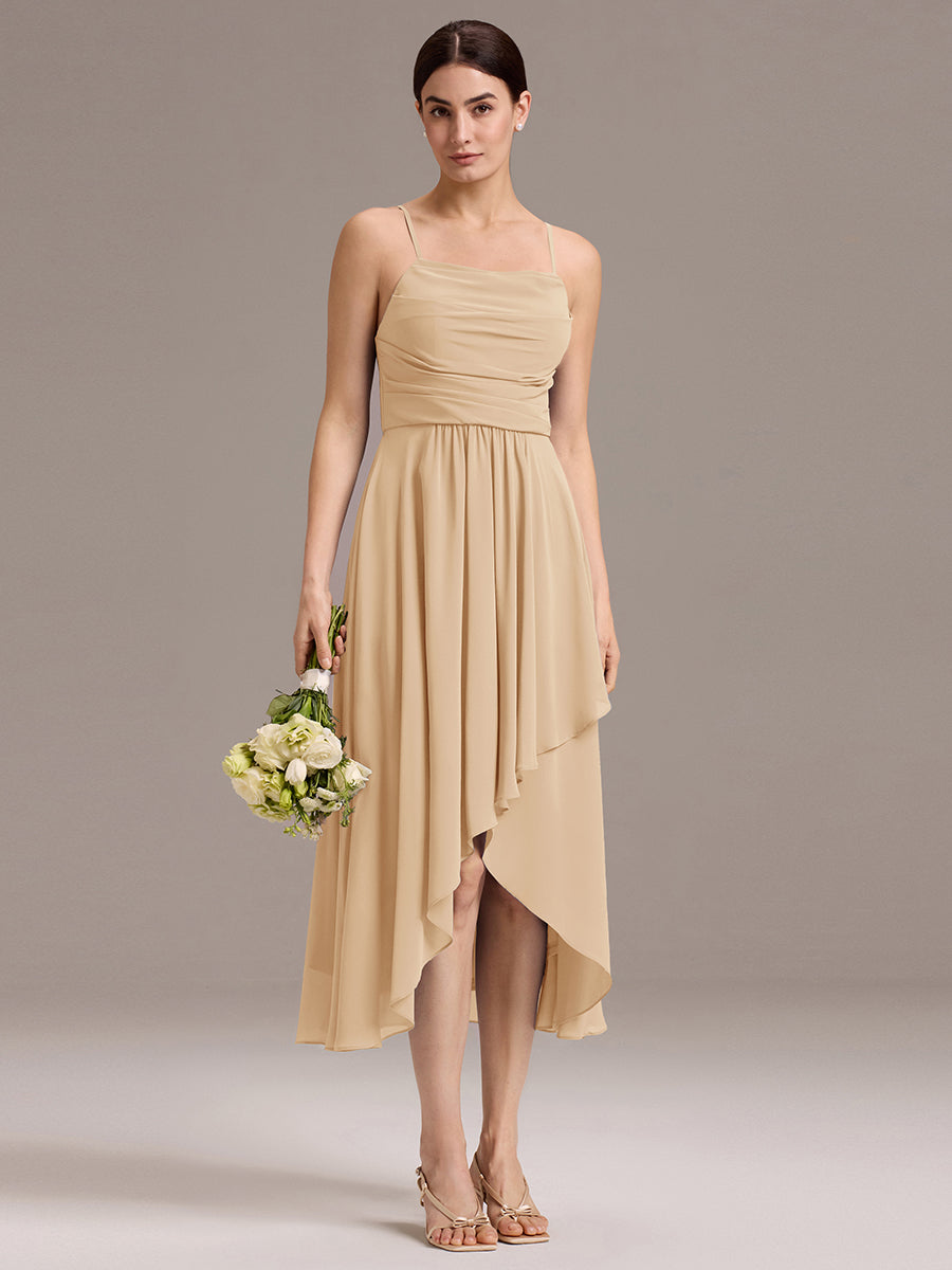 Color=Champagne | Custom Solutions Sleeveless Cowl Neck High-Low A-Line Non-Stretch Bridesmaid Dresses-Champagne 25
