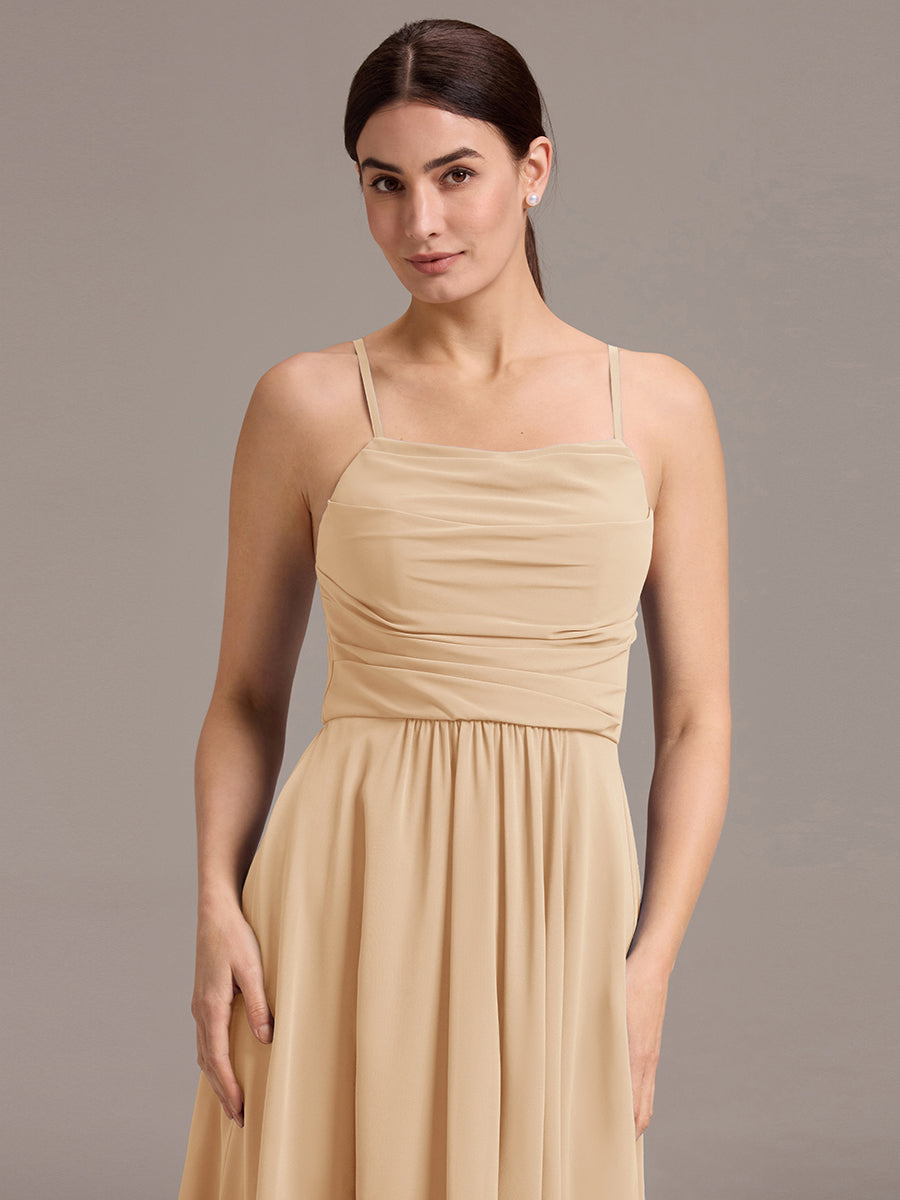 Color=Champagne | Custom Solutions Sleeveless Cowl Neck High-Low A-Line Non-Stretch Bridesmaid Dresses-Champagne 23