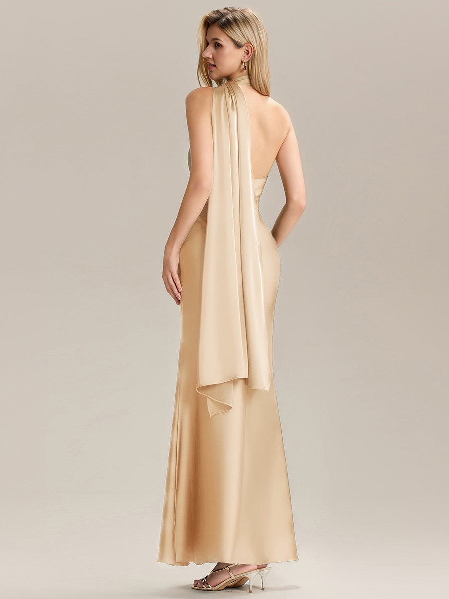Color=Champagne | Custom Made Short Sleeves V-Neck Backless Fishtail Floor Length Bridesmaid Dresses-Champagne 4