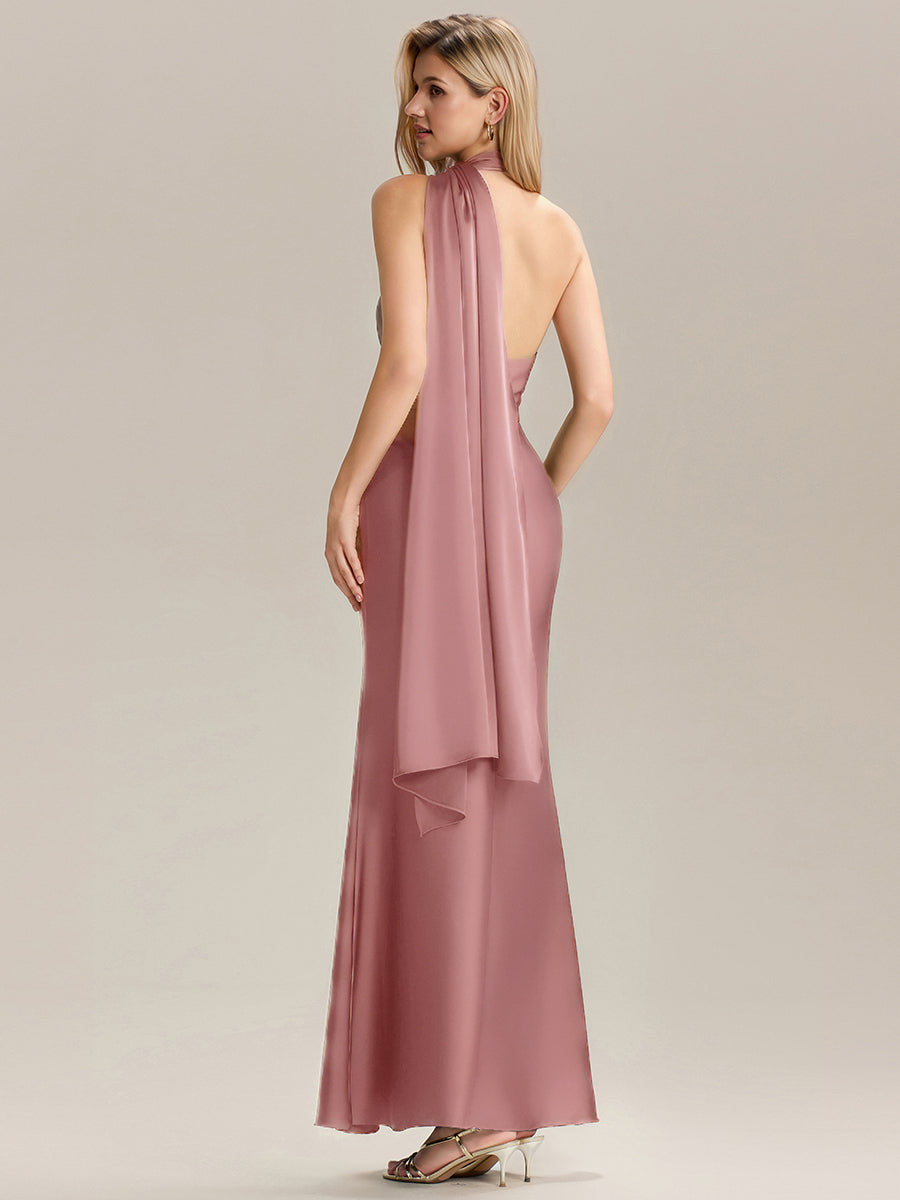 Color=Purple Orchid | Custom Made Short Sleeves V-Neck Backless Fishtail Floor Length Bridesmaid Dresses-Purple Orchid 6