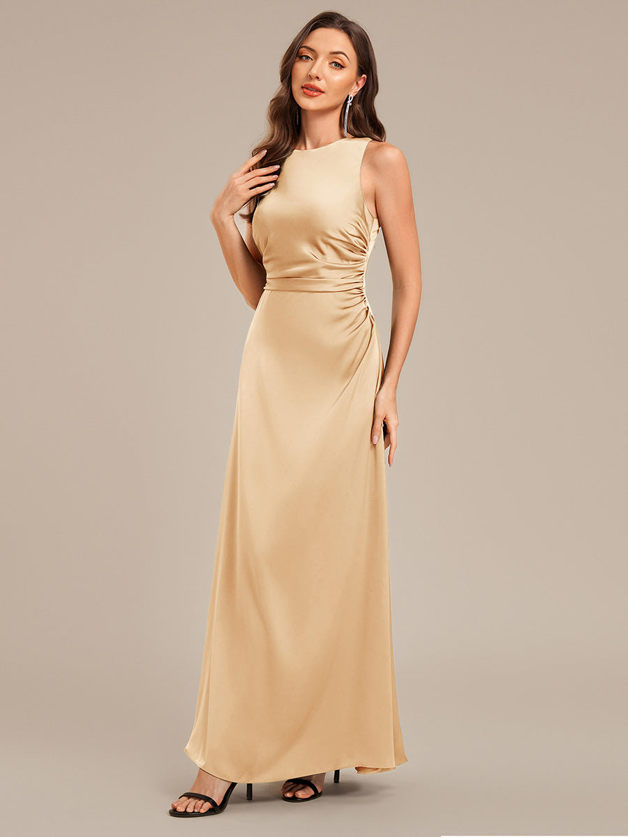 Color=Champagne | Custom Solutions Sleeveless Halter Neck Backless A-Line Floor Length Bridesmaid Dresses-Champagne 4