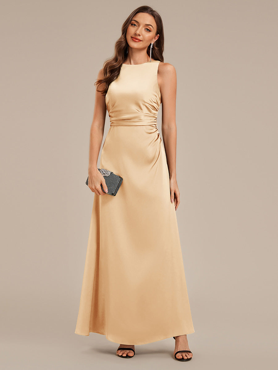 Color=Champagne | Custom Solutions Sleeveless Halter Neck Backless A-Line Floor Length Bridesmaid Dresses-Champagne 5