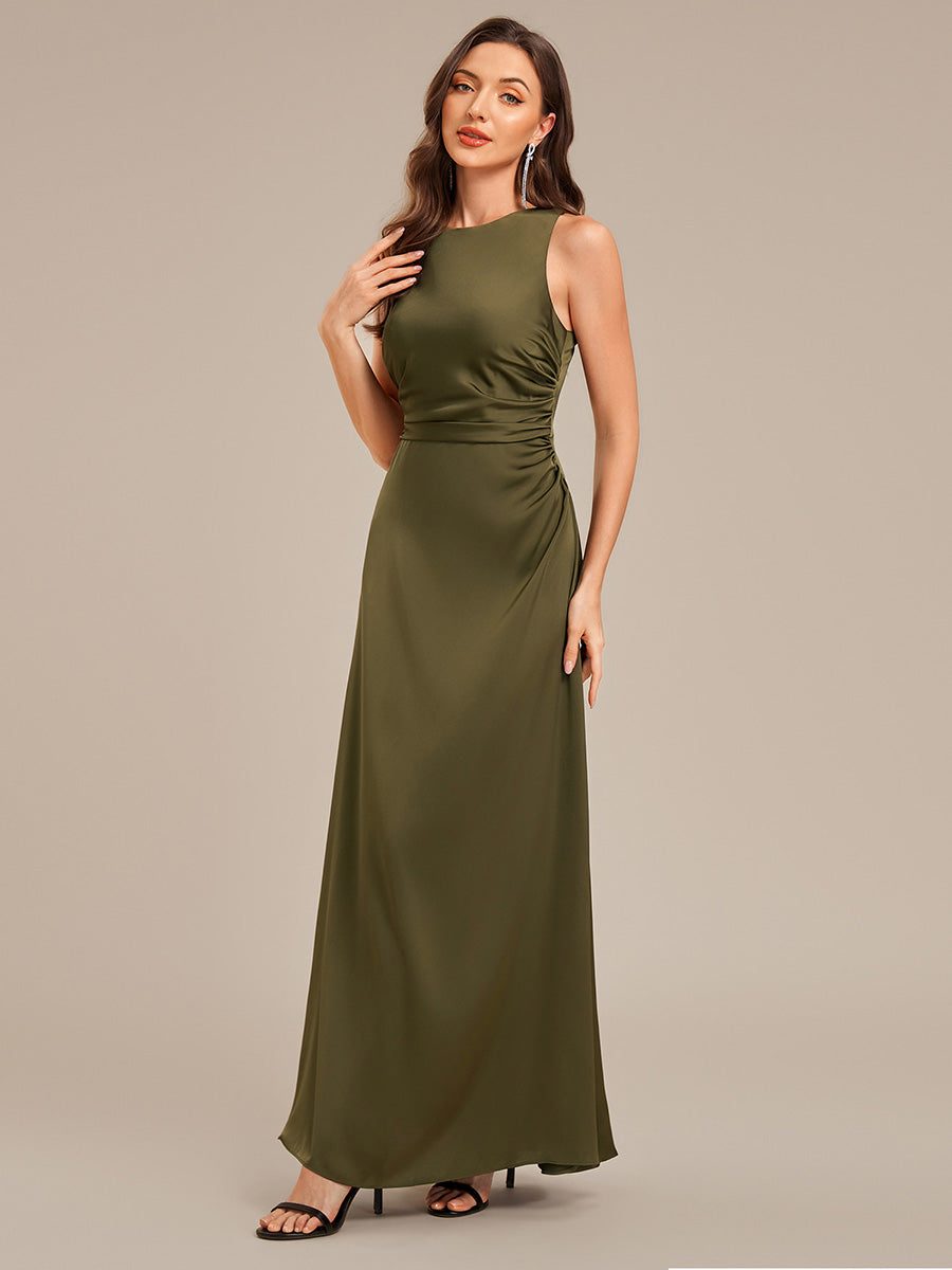 Color=Olive Green | Custom Solutions Sleeveless Halter Neck Backless A-Line Floor Length Bridesmaid Dresses-Olive Green 9