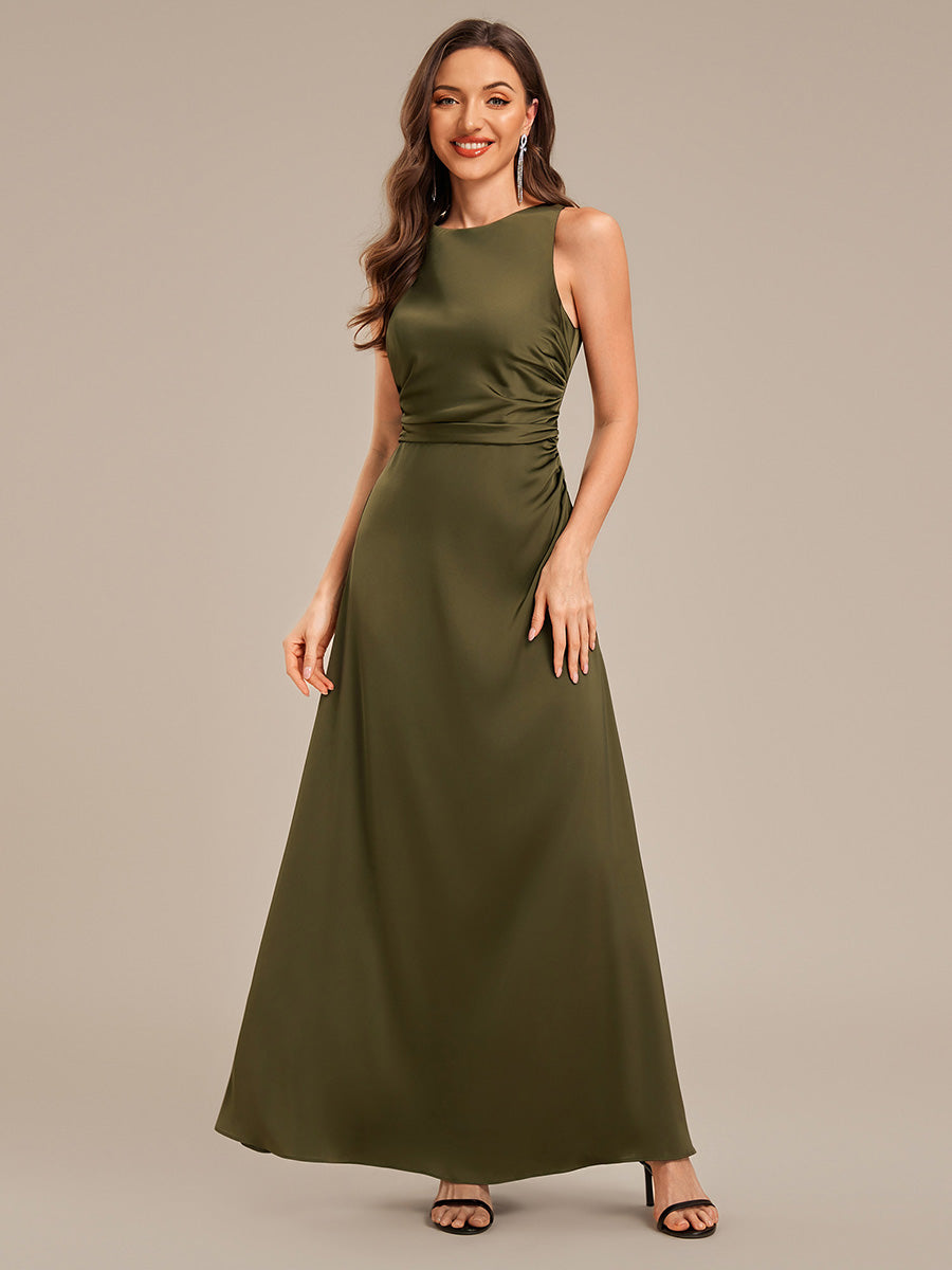 Color=Olive Green | Custom Solutions Sleeveless Halter Neck Backless A-Line Floor Length Bridesmaid Dresses-Olive Green 6