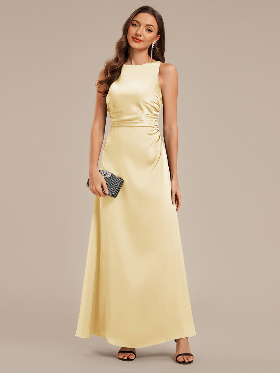 Color=Yellow | Custom Solutions Sleeveless Halter Neck Backless A-Line Floor Length Bridesmaid Dresses-Yellow 20