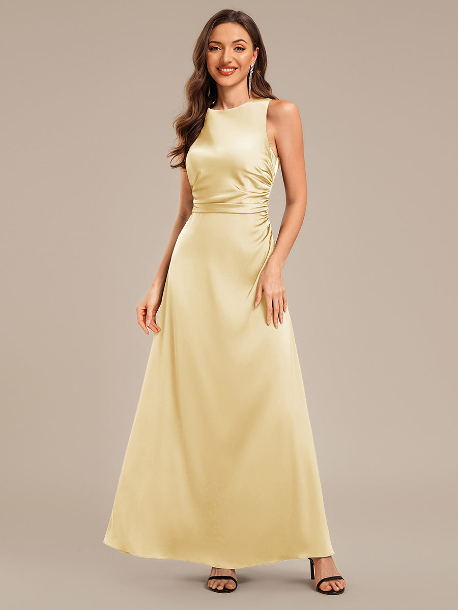 Color=Yellow | Custom Solutions Sleeveless Halter Neck Backless A-Line Floor Length Bridesmaid Dresses-Yellow 16