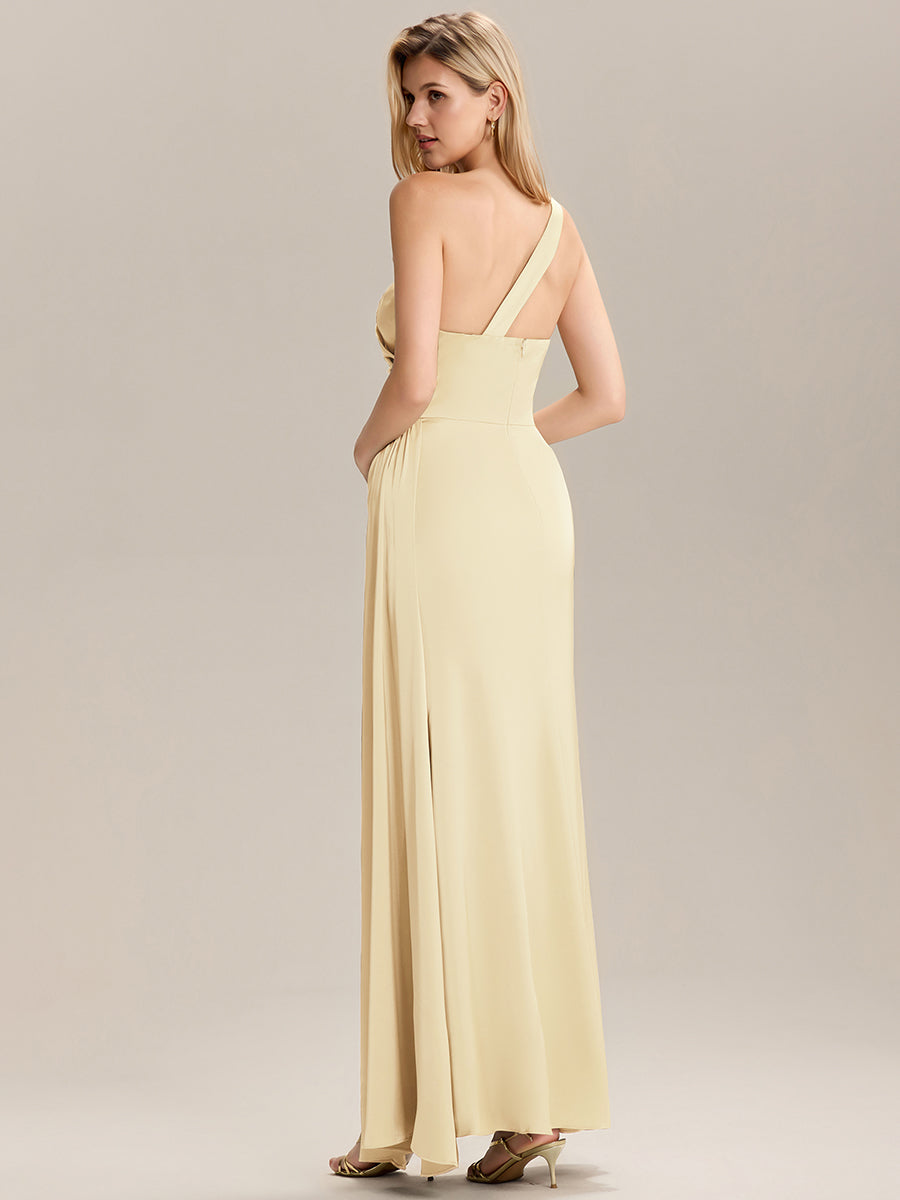 Color=Yellow | Custom Solutions Sleeveless Asymmetrical Fishtail Non-Stretch Floor Length Bridesmaid Dresses-Yellow 15