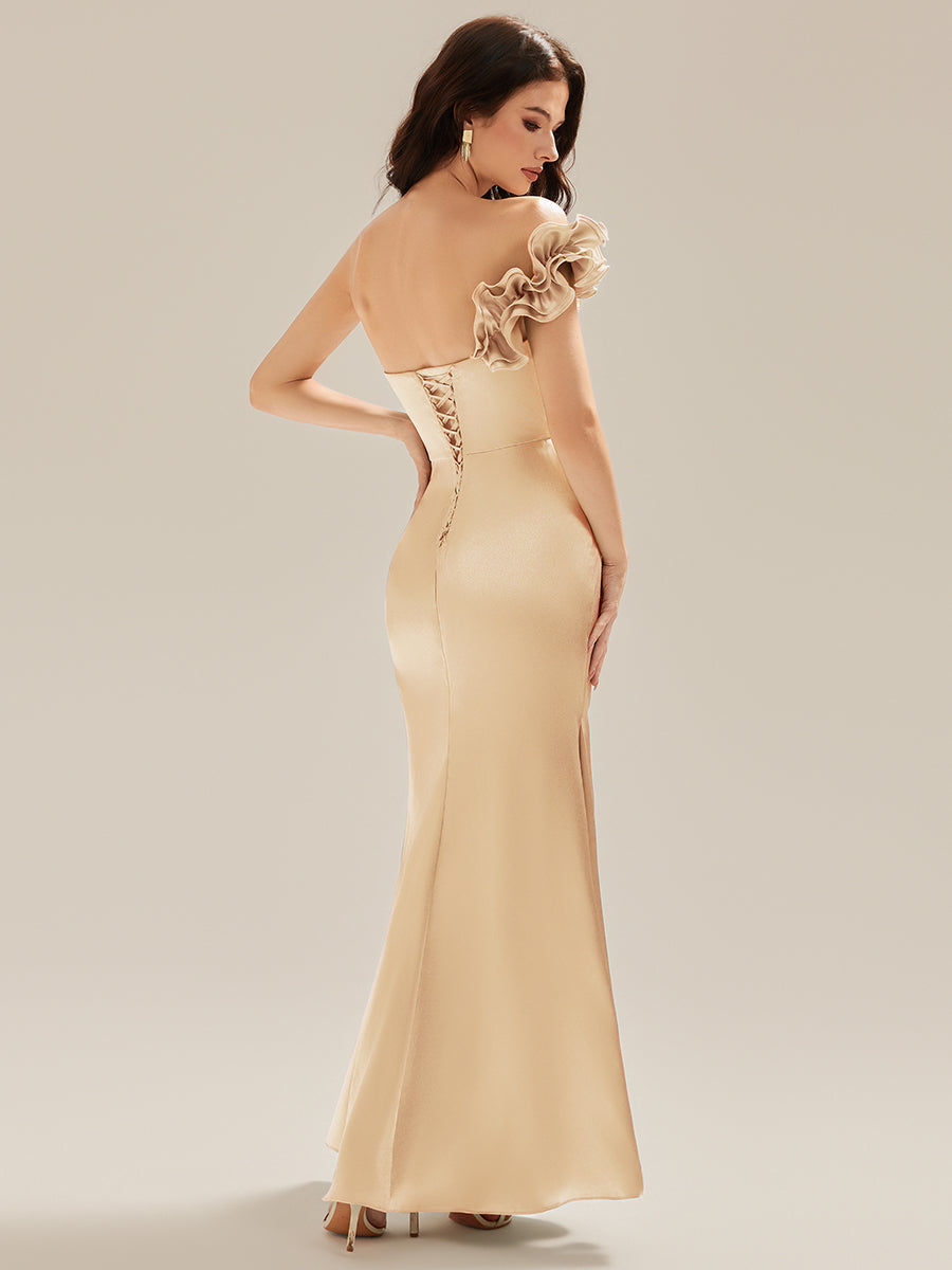 Color=Champagne | Custom Solutions Strapless Fishtail Non-Stretch Floor Length Wedding Guest Dresses-Champagne 8