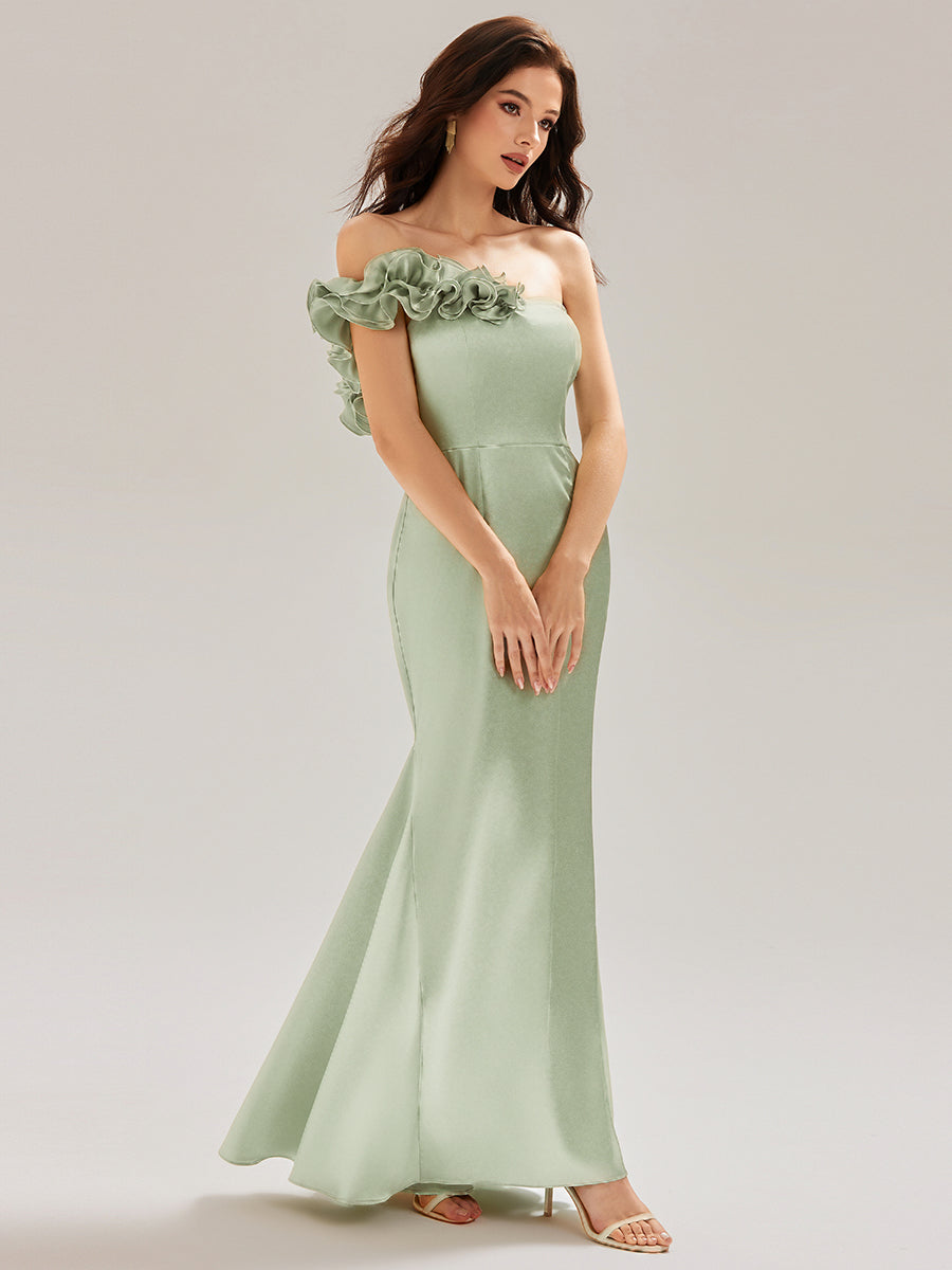Color=Mint Green | Custom Solutions Strapless Fishtail Non-Stretch Floor Length Wedding Guest Dresses-Mint Green 16