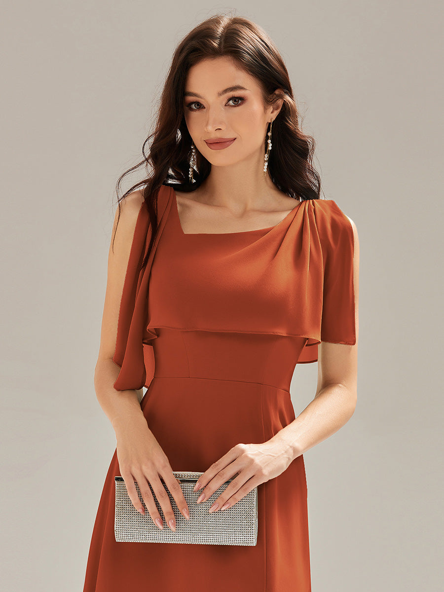 Color=Burnt Orange | Custom Solutions Sleeveless Halter Neck A-Line Floor Length Dress with Thigh-High Slit, Bridesmaid Dresses-Burnt Orange 6
