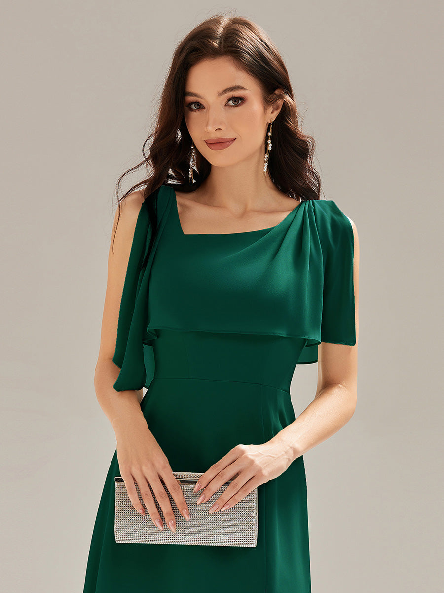 Color=Dark Green | Custom Solutions Sleeveless Halter Neck A-Line Floor Length Dress with Thigh-High Slit, Bridesmaid Dresses-Dark Green 9