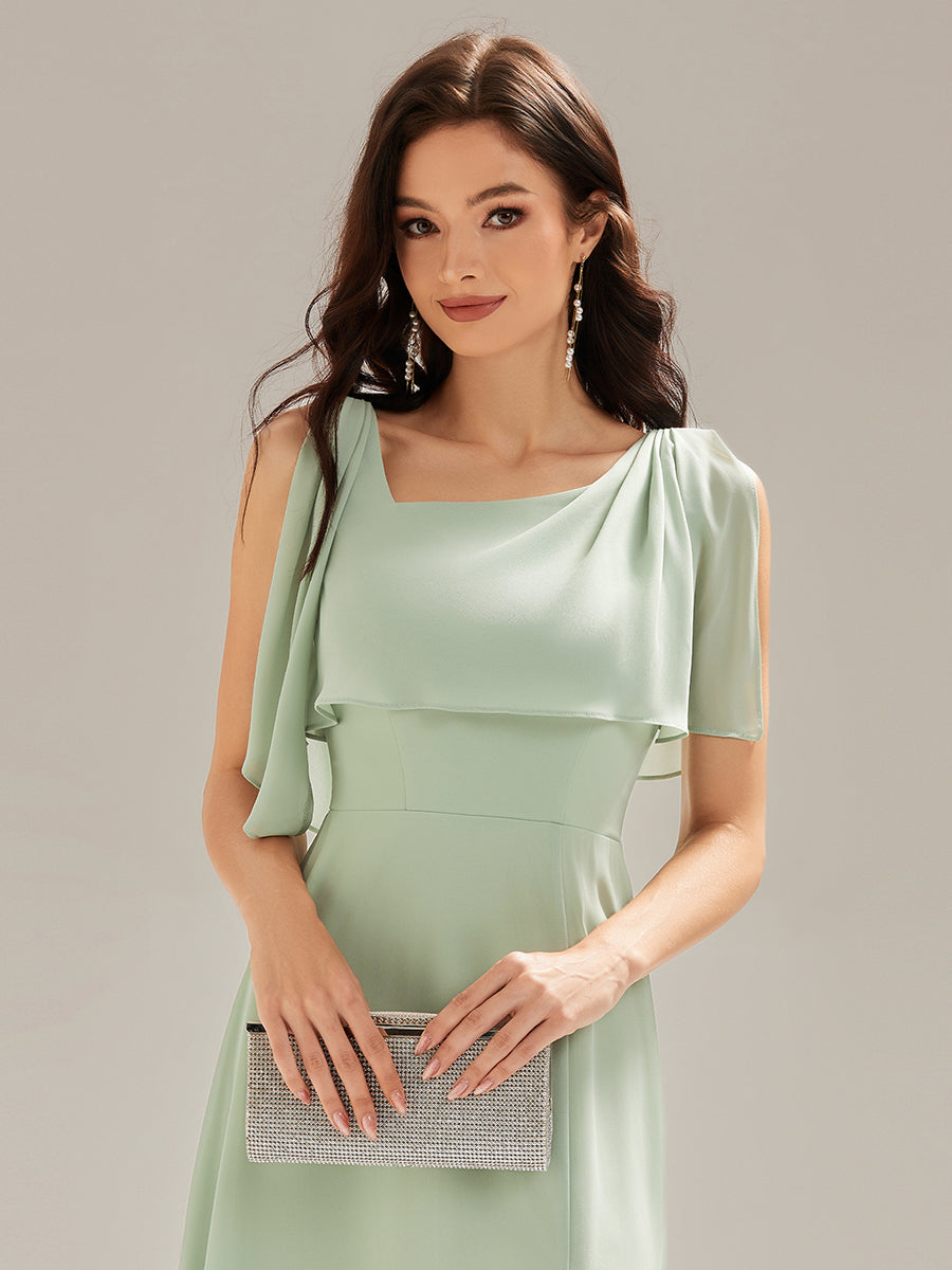 Color=Mint Green | Custom Solutions Sleeveless Halter Neck A-Line Floor Length Dress with Thigh-High Slit, Bridesmaid Dresses-Mint Green 12