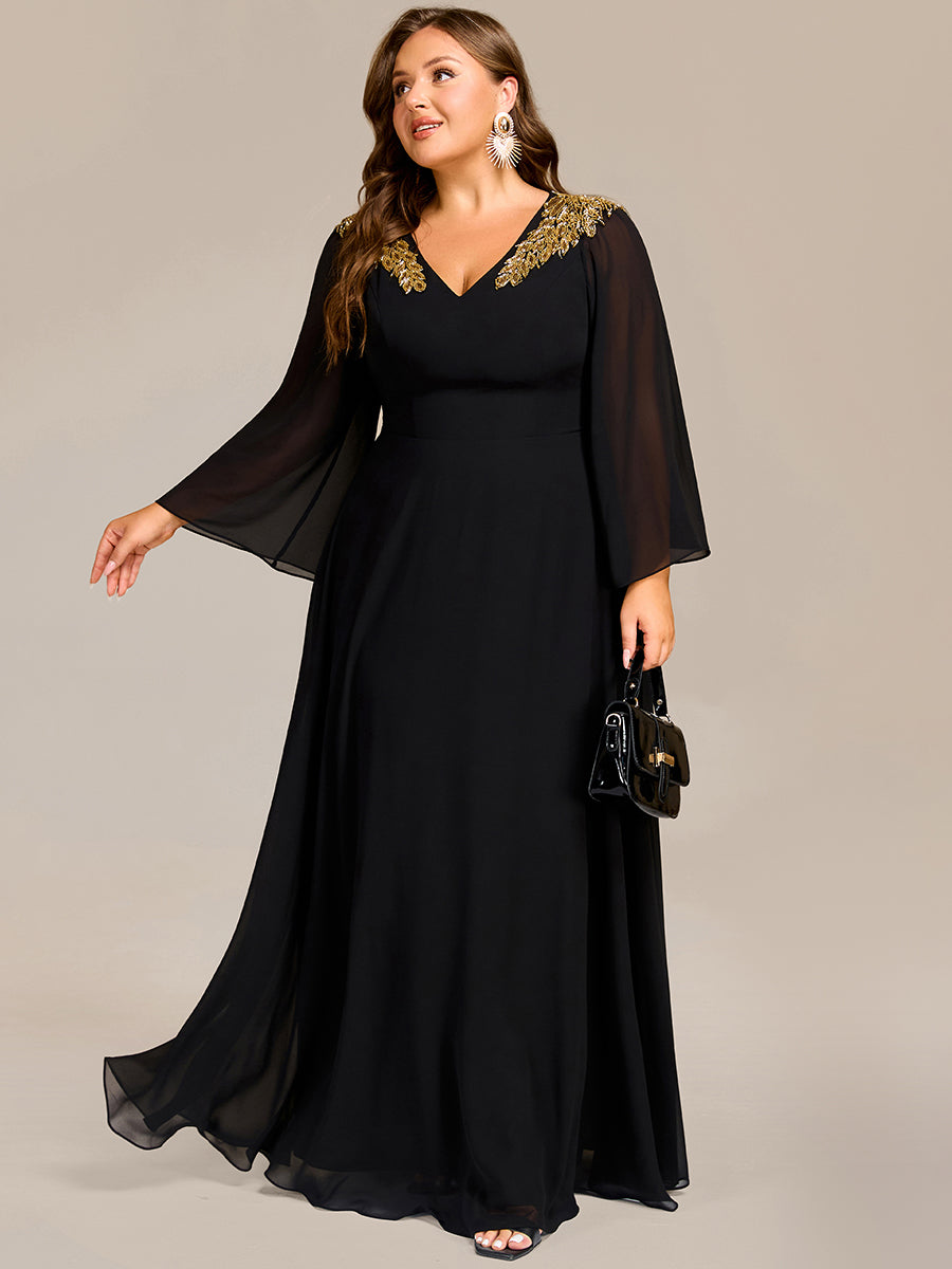 Color=Black | Bulk Wholesale Bridesmaid Sequin Dresse with Sequin Embroidery-Black 4