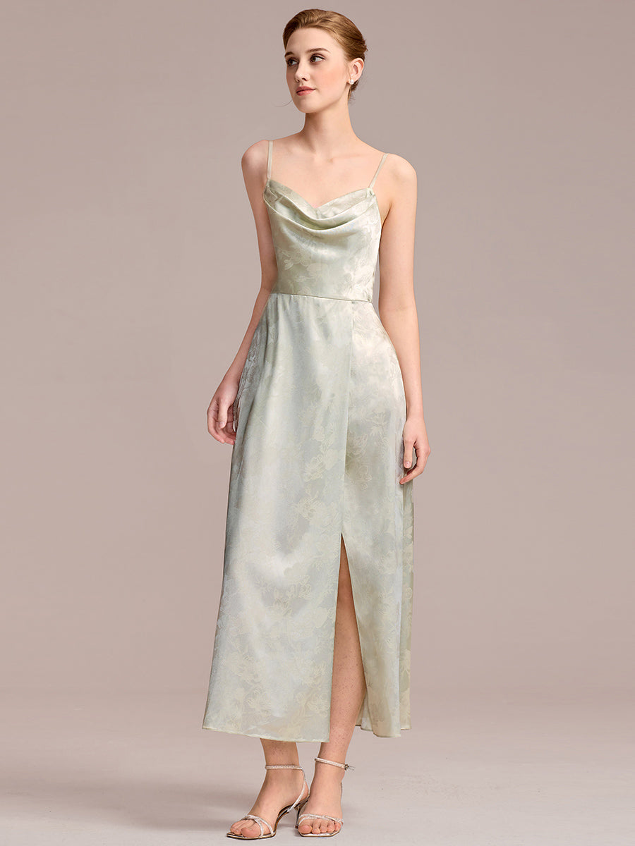 Color=Mint Green | Commercial Wholesale Sleeveless Deep V-Neck Backless Midi Dress with Thigh-High Slit Wedding Guest Dresses-Mint Green 4
