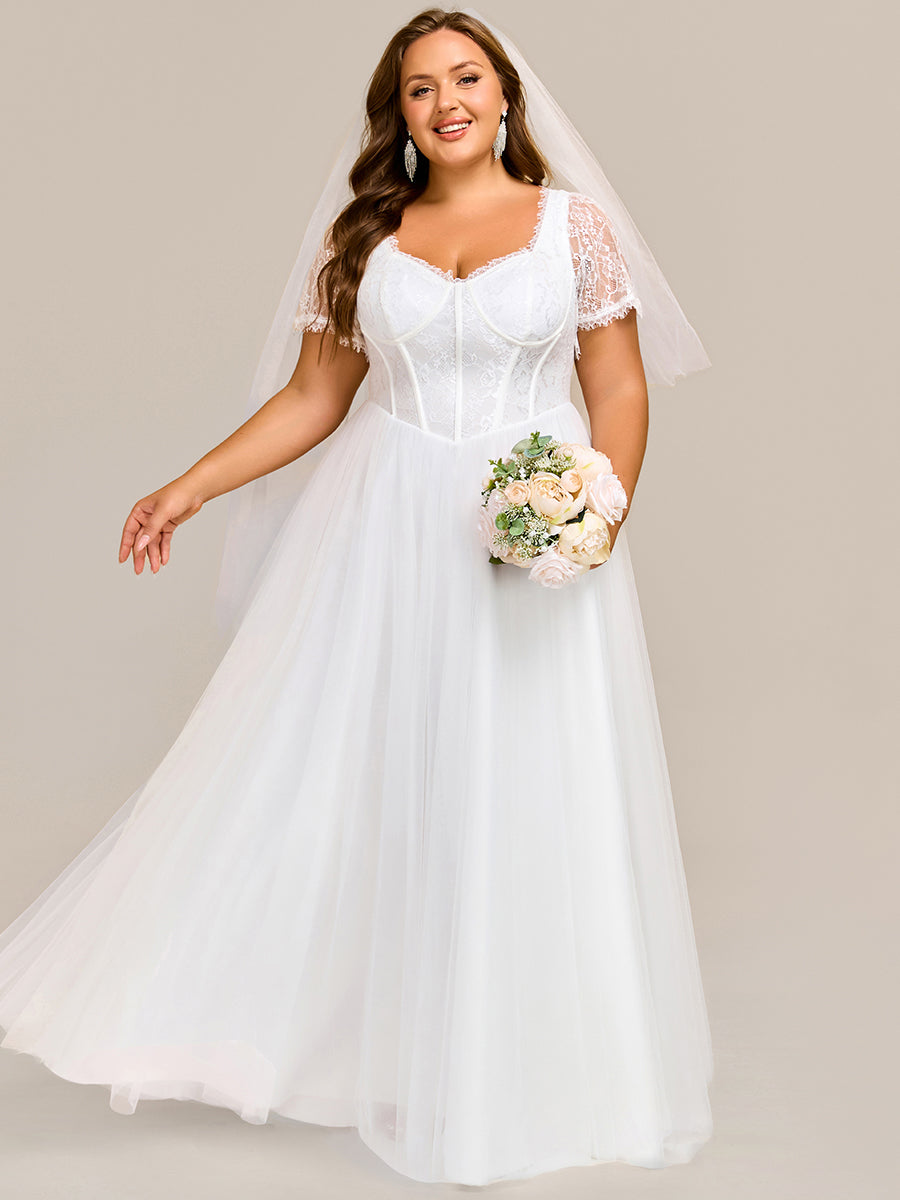 Sweetheart Short Sleeves A-Line Floor-Length Wedding Dress Sweetheart Short Sleeves A-Line Floor-Length Wedding Dress