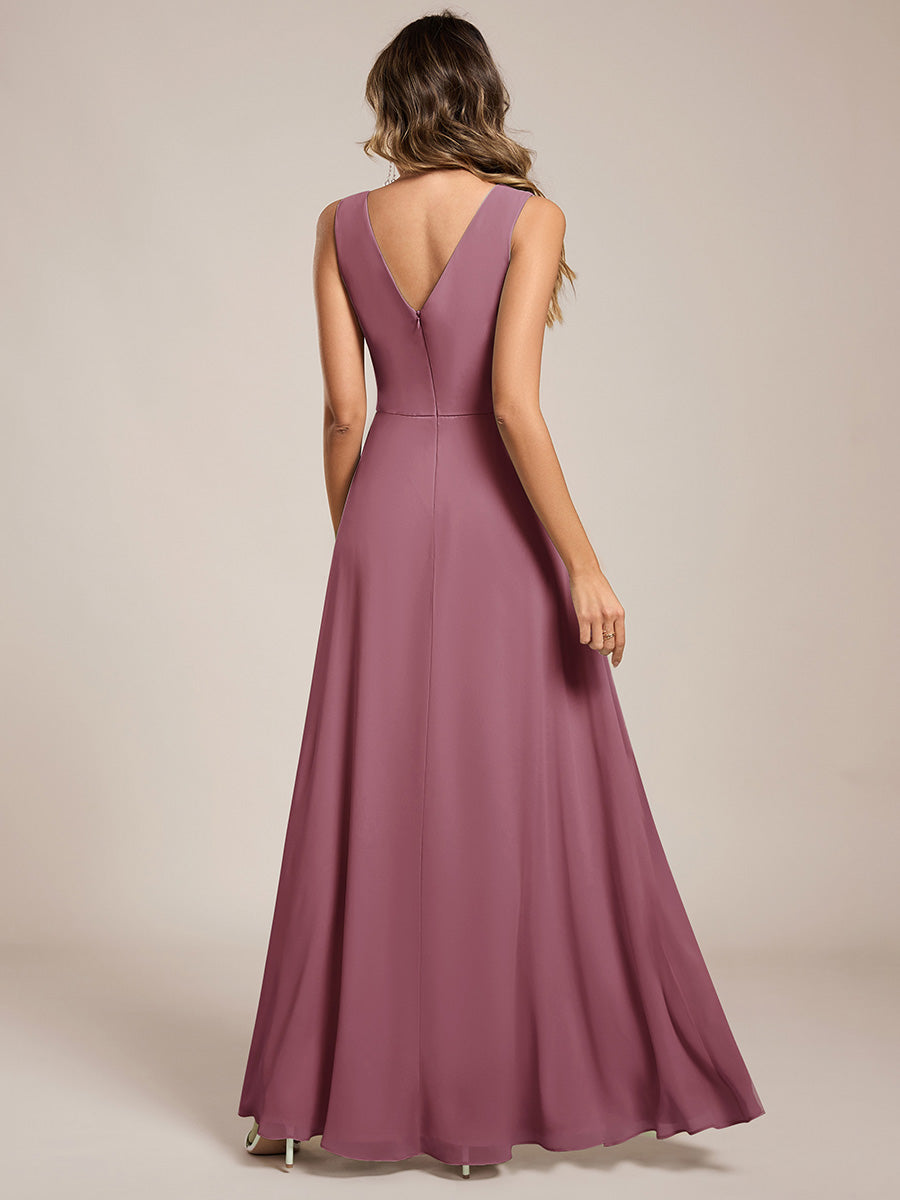 Color=Purple Orchid | Wholesale V - Neck A - Line Sleeveless Split Floor - Length Bridesmaid Dresses-Purple Orchid 57