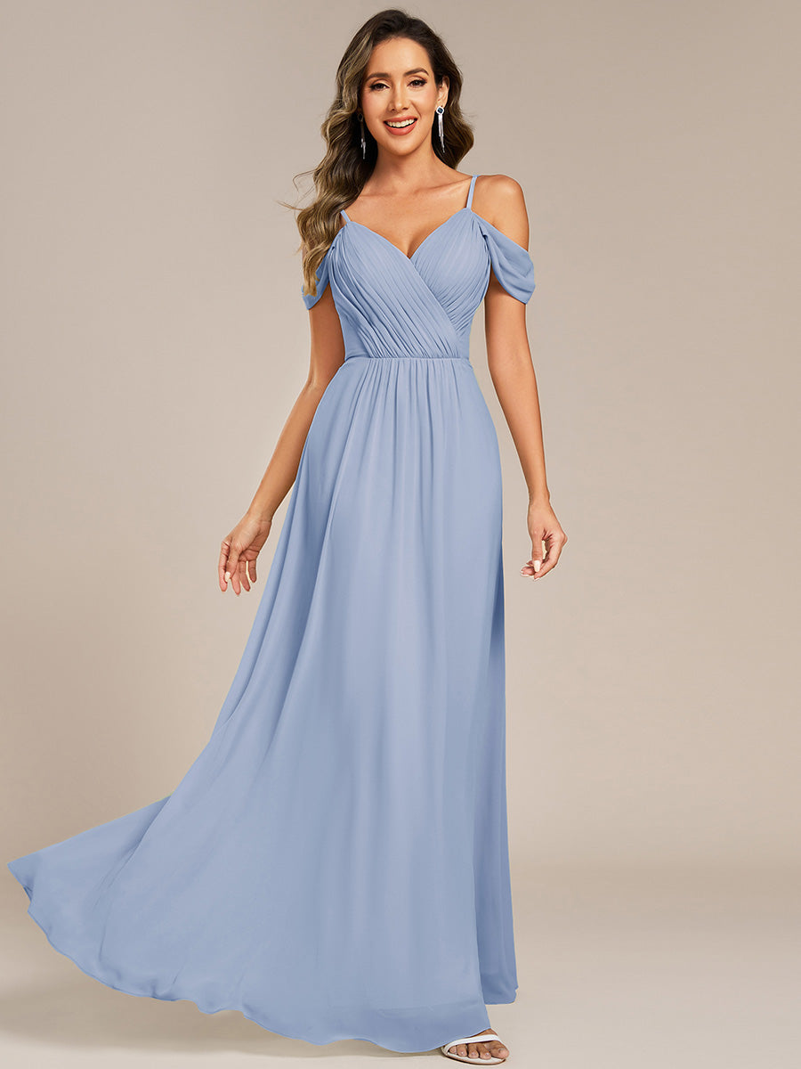 Color=Dusty Blue | Fast Delivery Short Sleeve V-Neck Appliques A-Line Floor Length Bridesmaid Dresses-Dusty Blue 10