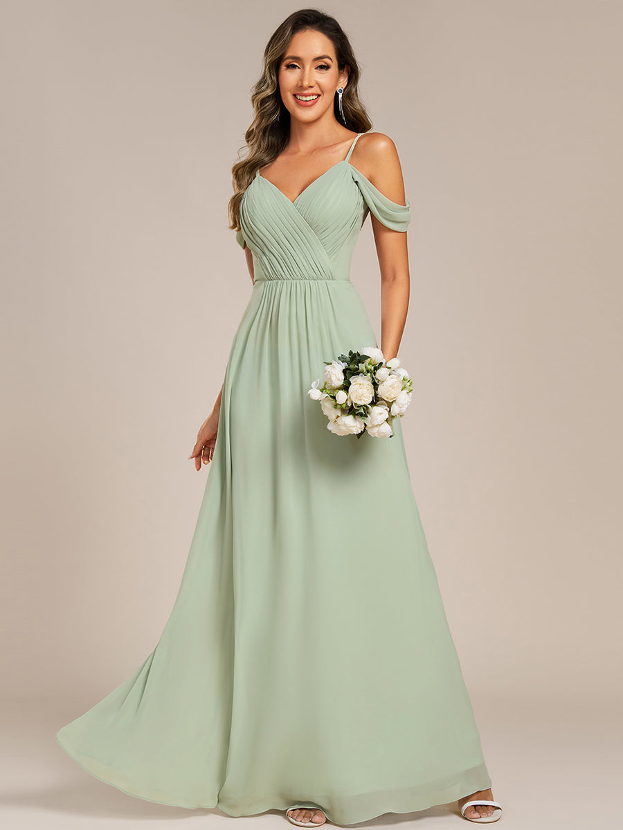 Color=Mint Green | Fast Delivery Short Sleeve V-Neck Appliques A-Line Floor Length Bridesmaid Dresses-Mint Green 19