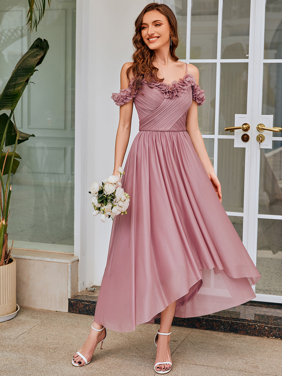 Color=Purple Orchid | Wholesale Spaghetti Strap Cold Shoulder A-Line Long Bridesmaid Dress-Purple Orchid 1
