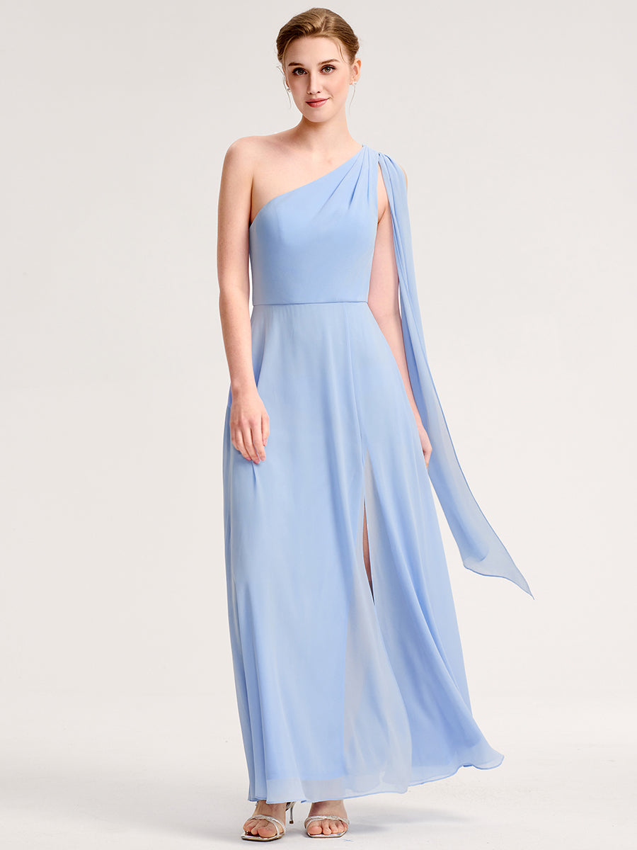 Wholesale Sleeveless A-Line Floor Length Asymmetrical Dress with Thigh-High Slit Wholesale Sleeveless A-Line Floor Length Asymmetrical Dress with Thigh-High Slit
