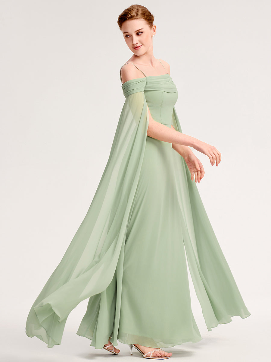 Color=Mint Green | Ever Pretty Wholesale Spaghetti Straps Asymmetrical Split & Padded Bust Chiffon Bridesmaid Dress-Mint Green 5