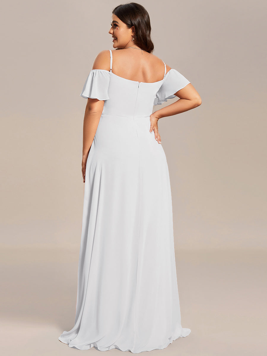 Custom Flattering Deep V Neck Flare Sleeves White Wholesale Bridesmaid Dresses