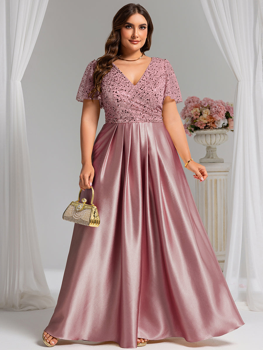 Sweetheart Chubby Bridesmaid Dresses Elegant A-Line Midi Wedding Guest Dress With Short Sleeve Ruffle Sweetheart Chubby Bridesmaid Dresses Elegant A-Line Midi Wedding Guest Dress With Short Sleeve Ruffle