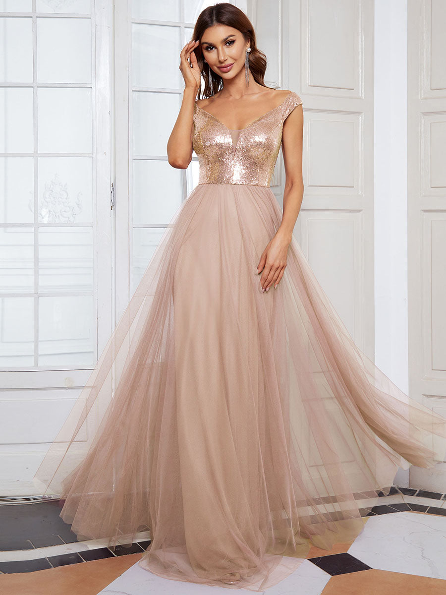 Tulle Evening Dress | Wholesale Formal Dresses with Sequin Bodice Tulle Evening Dress | Wholesale Formal Dresses with Sequin Bodice