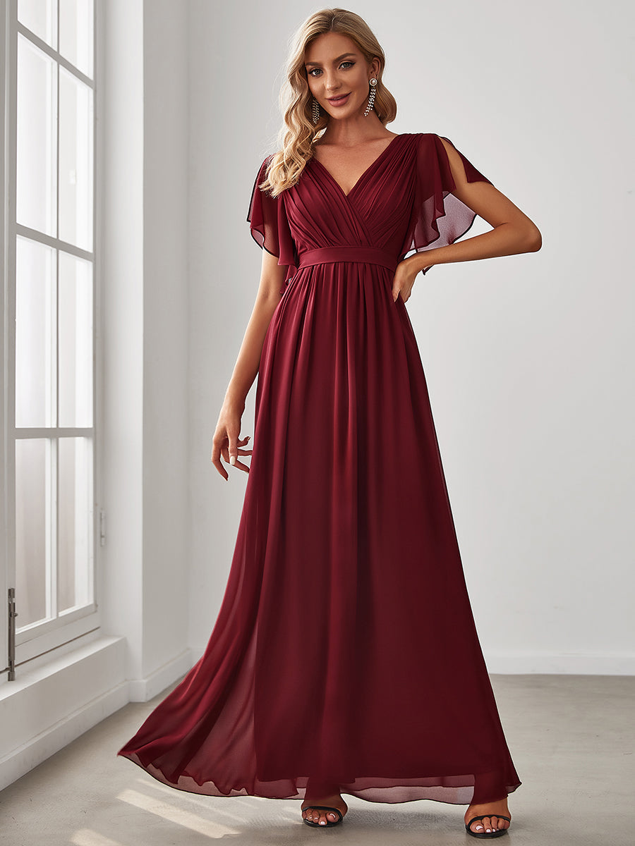 V Neck Deep Maroon Bridesmaid Dresses Deep V Neck Ruffles Sleeves A Line Wholesale Bridesmaid Dresses V Neck Deep Maroon Bridesmaid Dresses Deep V Neck Ruffles Sleeves A Line Wholesale Bridesmaid Dresses