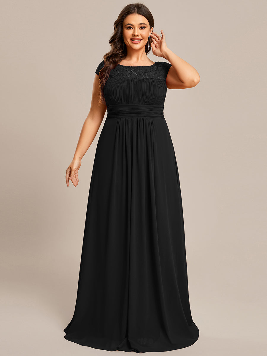 Color=Black | Plus Maxi Long Hollow Lace Wholesale Evening Dresses-Black 1