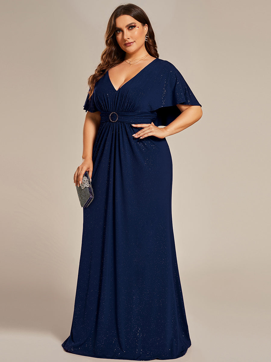 Color=Navy Blue | Plus Glitter Split Wholesale Evening Dresses-Navy Blue 3